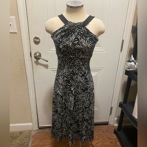 Maggy London Black and Cream Firework Midi Dress 4